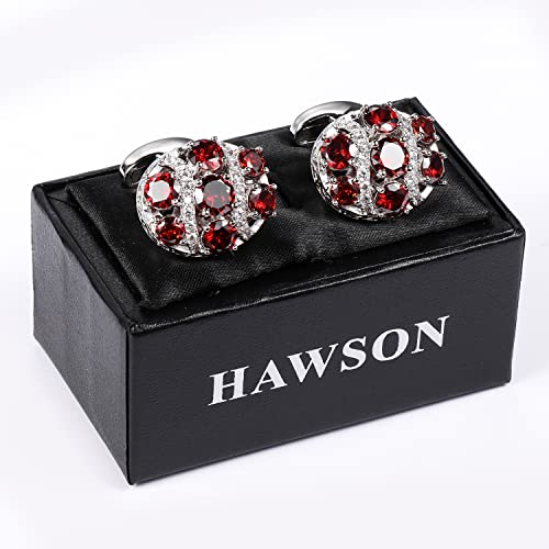 Image of HAWSON Cufflinks for Men, Gold Diamond Crystal Cufflinks for Groom Husband Personalized Gifts, Mens Formal Wedding Business Cufflinks, Luxurious Gorgeous Cuff Links French Shirt Accessories
