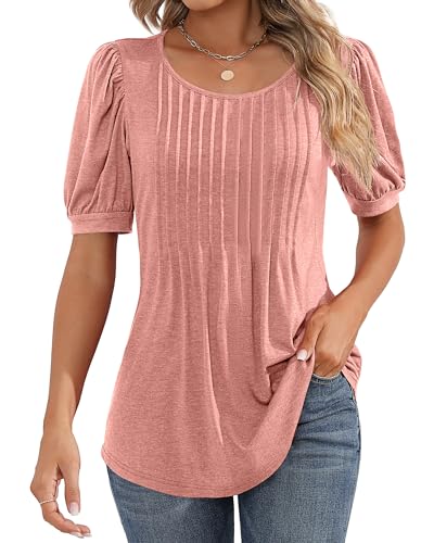 apparel pink puff sleeve top