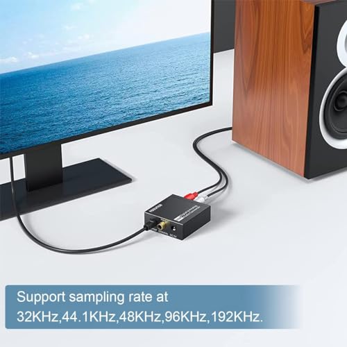 Sounce 192KHz Digital to Analog Audio Converter DAC Digital SPDIF Optical to Analog L/R RCA Converter Toslink Optical to 3.5mm Jack Adapter for PS3 HD DVD PS4 Amp Apple TV Home Cinema 6