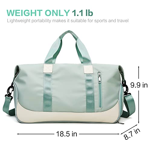 Sports Duffel Bags for Women and Men Portable gym bag with Wet Pocket & Separate Shoes Compartment Short Travel Organizer Tote Shoulder Bag, Green4