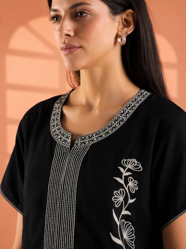 Image of 9shines Label Stylish Alpine Nighty Maxi for Women | Full Length Trendy Nightgown | Premium Nightdress | Nightwear | Heavy Embroidery Nighty with Pockets(2891)