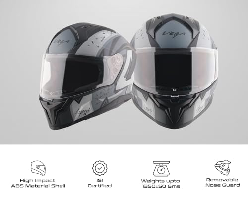Image of Vega Sonic Legend Full Face Riding Helmet with Dual Tone Design, Shock-Absorbing Liner, Comfortable Interior, Lightweight Shell, Aerodynamic Build, Ventilated Fit, and Modern Black Grey Styling Black Grey L