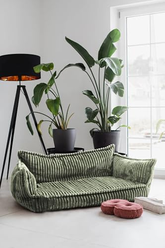chilly pilley® Kinder Sofa aus weichem Cord – Bequeme Kindercouch mit abnehmbaren, waschbaren Bezügen – Erhältlich in vielen Farben, ideal zum Spielen, Lesen und Entspannen (Olivgrün)