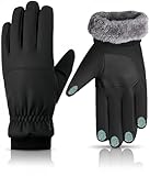 KUKASEN Winter Sports Gloves for Skiing and Snowboarding, Black Waterproof Thermal Gloves with Elastic Wrist, Cold Weather Protection