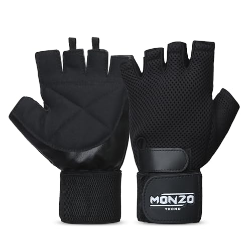 monzo Gym Gloves for Men & Women with Wrist Support and Half Fing...