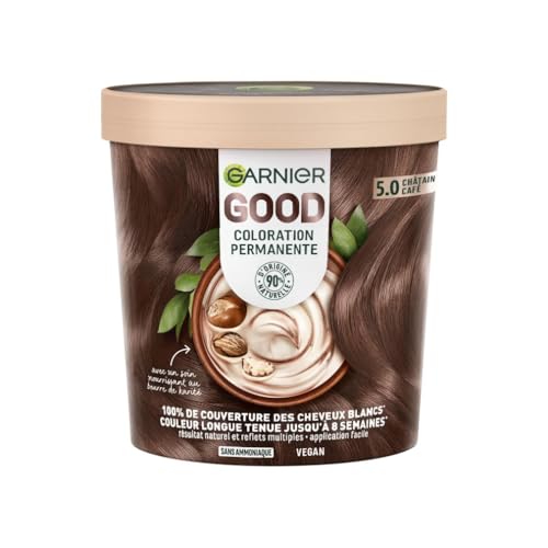 Garnier - Coloration Permanente - Sans Ammoniaque - 90% d'Ingrédients d'Origine Naturelle et Formule Vegan - Beurre de Karité - 100% Couverture Cheveux...