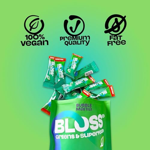 BLOSS Super Greens Pulver – Grüne Helfer für Darmgesundheit, Detox & Energie, Beerengeschmack, Vegan, Glutenfrei, Superfood mit Probiotika & Enzymen, Ideal für Blähungen & Stoffwechsel - 5 pack – Bild 4