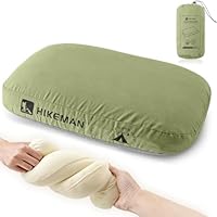 HIKEMAN Camping Kopfkissen Komprimierbar Reisekissen - Ultraleicht Nackenkissen aus Memory-Foam,Strandkissen Kopfkissen für Reise,Wandern,Outdoor (Army Green)