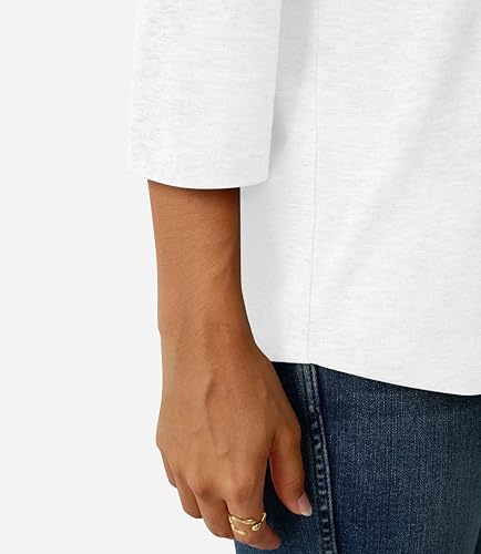 Womens Tops 3/4 Sleeve Shirts V Neck Casual Blouses Basic Loose Fit Pullover Tshirts3