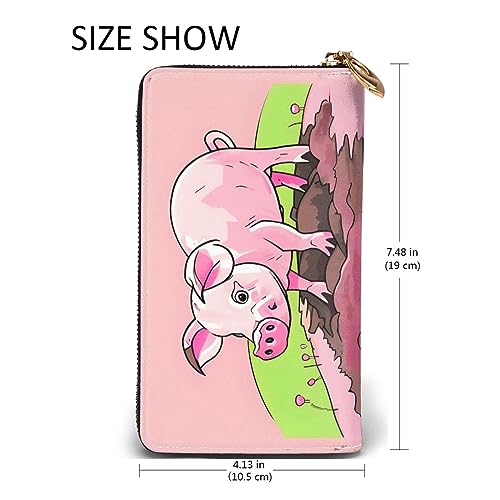 Portefeuille long à fermeture éclair moderne et durable Pink Piglet noir One Size - 5