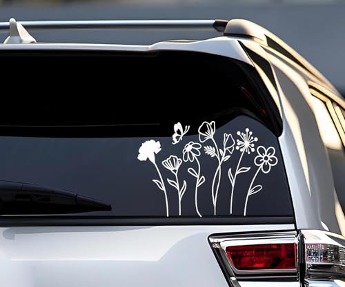 Image of Wildflower Boho Flower Car Window Vinyl Sticker for Plant Lovers 6 Inches
