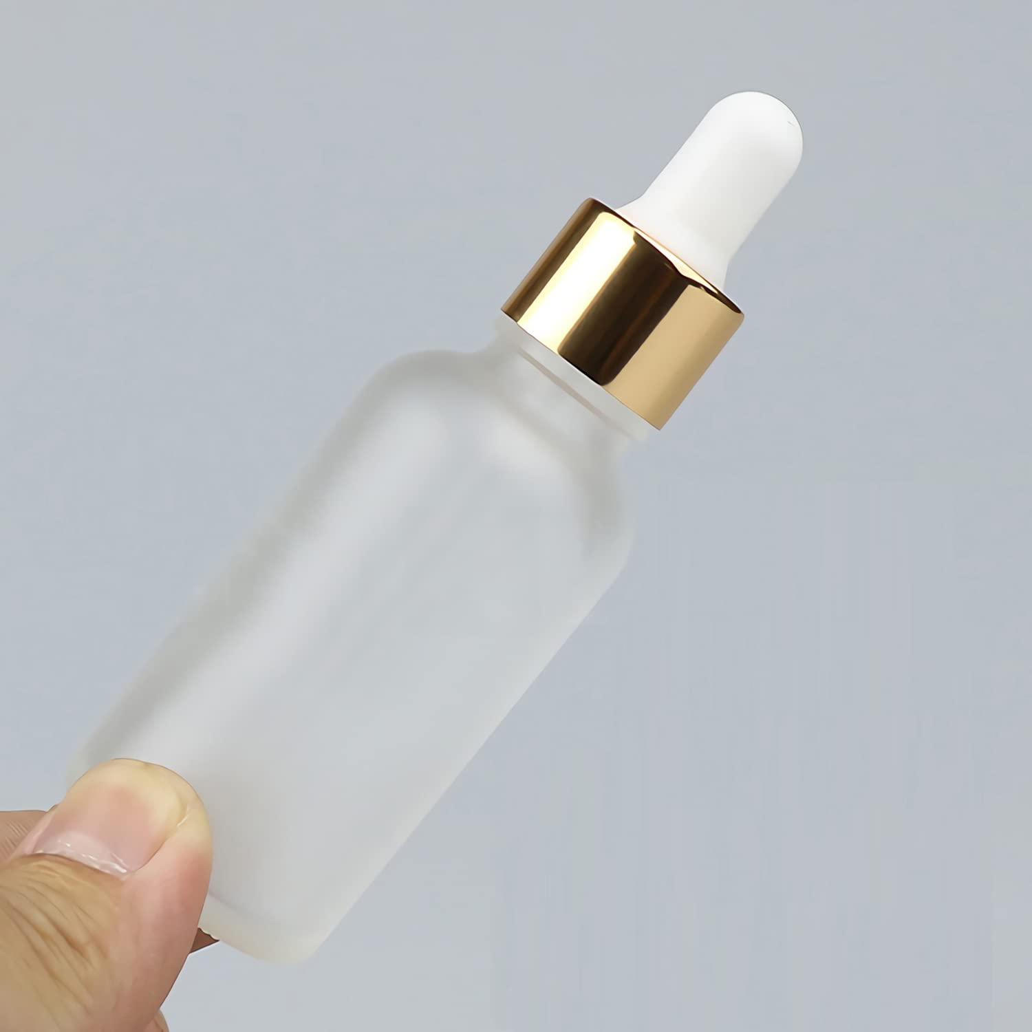 24 Stück 100 ml Gefrostet Klarglas Pipettenflasche mit Gold Pipettenring, Leere Glasflasche Glastropfer Glaspipette Tropfflaschen für Ätherische Öle Aromatherapie + 1x Trichter
