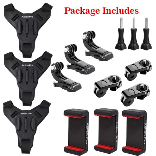 Image of Action Pro Made in India Helmet Chin Mount Strap, Compatible with GoPro Hero 13 /12 /11 /10 /9 /8 /7 /6 /5 /4, DJI Osmo, Insta360, SJCAM & Other Action Cameras (Pack of 3)