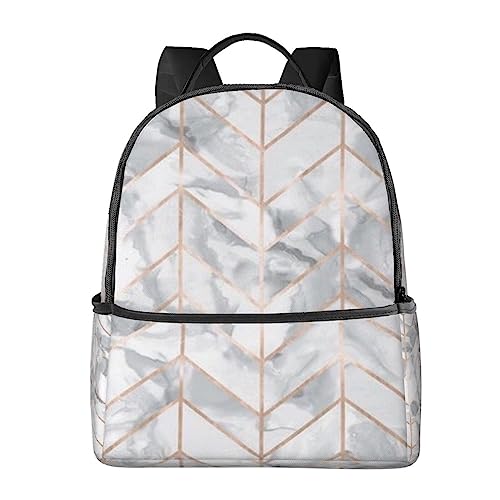 Sac à dos de voyage imprimé or rose motif marbre noir grand compartiment taille unique