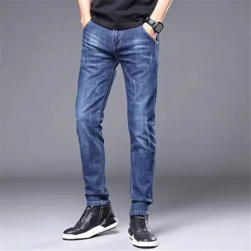 Men's Business Jeans Four Seasons Wear Pants Middle-Waist Leggings Denim Fabric Trousers3