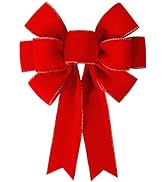 Red Bows Christmas Decorations Big Wired Velvet Bow with Gold Border for Wreaths Outdoor, Gift Wr...