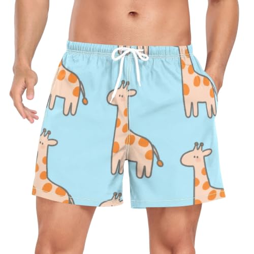 Traje de baño para hombre con jirafas azul ideal para vacaciones de verano y piscina