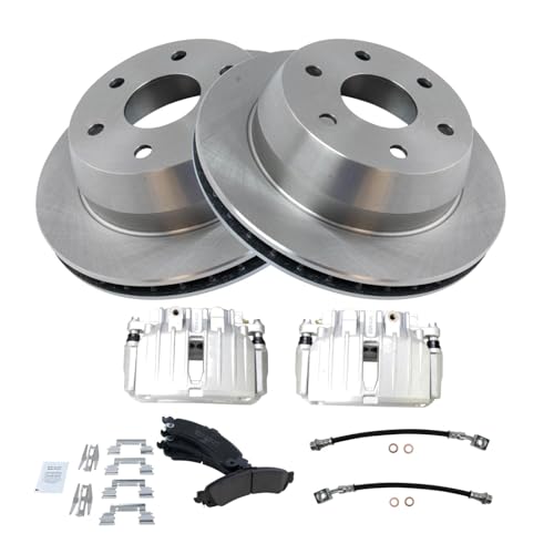 Image of TRQ Brake Pad & Rotor Kit Ceramic Compatible with 02-06 Cadillac 00-06 Chevrolet GMC