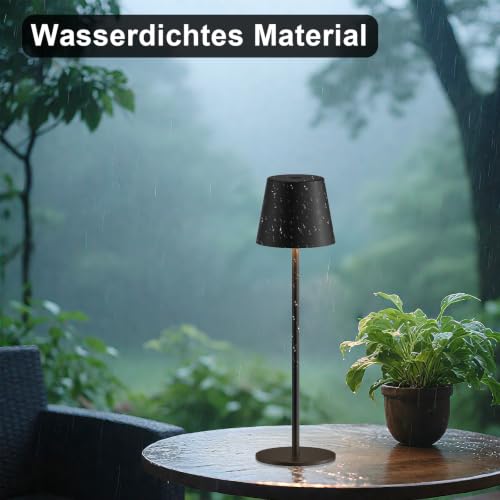 Tischlampe Kabellos LED, Akku Tischlampe für Outdoor Indoor (Schwarz) – Ansicht 5