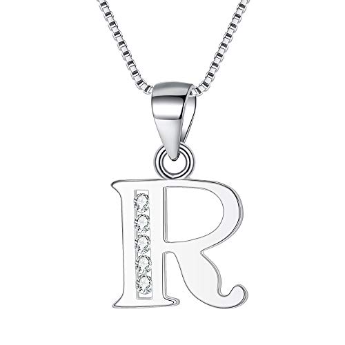 BriLove Gifts for Mom Women 925 Sterling Silver Cubic Zirconia 26 Initial Letter Alphabet Pendant Necklace for Mothers Day/Valentines Day/Birthday/Christmas/Anniversary