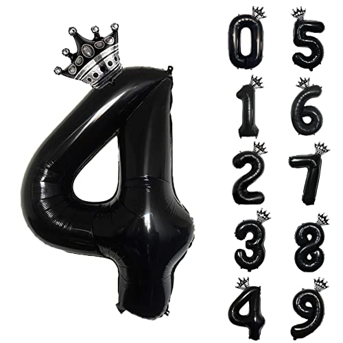 養楽堂 誕生日 バルーン 数字 パーティー 飾り風船 0-9 王冠 デコレーション装飾 32インチ 大きい バルーン 結婚式 記念日 子供 大人兼用 ブラック4