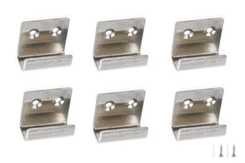 Image of 6 Pieces of Stainless Steel Tile Hanging Code Heavy Duty Wall Mounting Bracket, Photo Frame Wall Tile Hanger, Display Rack Steel Hook Buckle,Low Edge