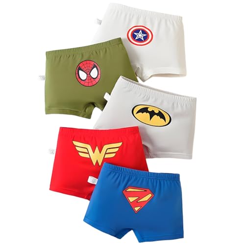 FORUSKY Lot de 5 Boxers en Coton pour Petit Garçon Boxer Enfant Calecon Garcon Boxers Garçon 5-6 Ans