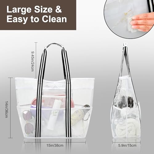 Clear Tote for Women, Extra Large Beach Bag, Stadium Waterproof PVC Mesh Bag for Travel, Pool, Cruise, Work, Gym, Vacation3