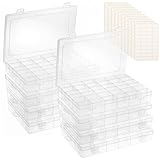 OUTUXED 8 Pack 36 Grids Clear Plastic Storage Boxes with Adjustable Dividers, Beads Storage Containers, Jewelry and DIY Crafts Organization, Screw & Hardware Sorting with 10 Label Stickers