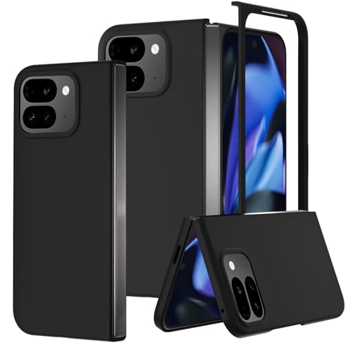 KZIOACSH Case for Google Pixel 9 Pro Fold Ultra Slim Drop Protection Hard PC Bumper Cover Silky-Soft Touch Anti-Scratch Shockproof Protective Rugged Case Sleek Two Piece Protective Case Black