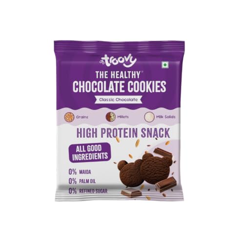 Image of Troovy Healthy Chocolate Cookies| Made with goodness of Millets, Ragi, Jowar and Whole Wheat | All Natural Ingredients | Made with Jaggery, No Processed Sugar | 80gm (Pack of 1)