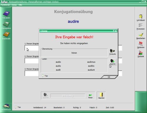 tulox Sprachtrainer PC Latein - Vokabeltrainer, Konjugations- und Grammatiktrainer mit großem vertontem E-Wörterbuch