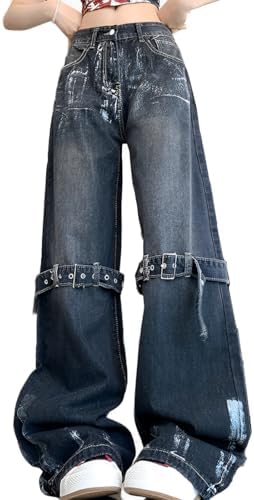 パンツ true religion half denimpants y2k grunge RILGOU Calça jeans Y2K Grunge vintage gótico casual cintura alta