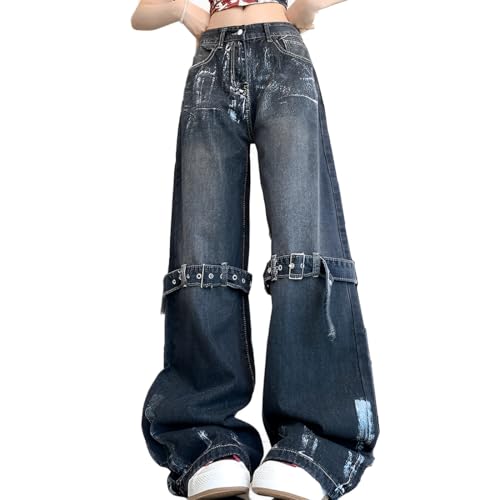 RILGOU Y2K Grunge Vintage Gothic Casual Style High Waist Straight