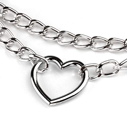 JJDreams Punk Halsband Gothic PU Leder Halsreif mit Kette Herz Anhänger elegant Choker Kragen schwarz Damen