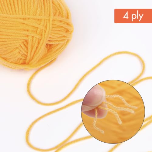 Image of NICEEC 300g Soft Assorted Colors Yarn - Sport Weight,100% Acrylic, 4 Ply, Bonbons Yarn for Crochet & Knit, DIY Project Starter Kit for Kids or Adults(Total 870yds) - Yellow9#