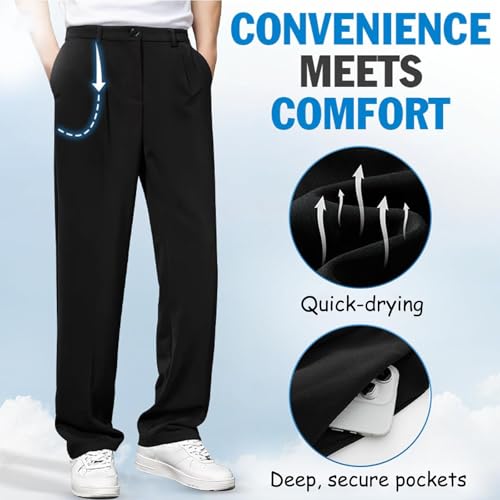 EaseMotions-Super Stretch Ice Silk Comfort Everyday Pant Everyday Comfor Dualego Men's Ice Silk Pants-Slim Fit Super Stretch3