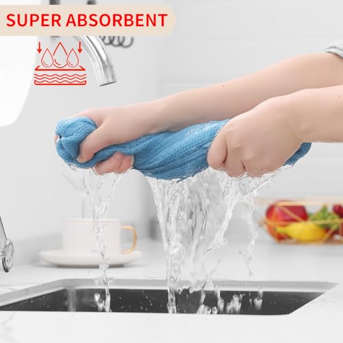 Image of Homaxy 100% Cotton Waffle Weave Kitchen Dish Cloths, Ultra Soft Absorbent Quick Drying Dish Towels, 12 x 12 Inches, 12-Pack, Sky Blue