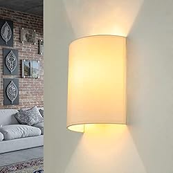 Lamparas De Pared Con Pantalla Licht-Erlebnisse Lámpara de pared con pantalla de tela en crema para dormitorio salón altura: 23 cm E27 máx. 60 W arriba y abajo luz difusa lámpara de pared acogedora para pasillo ALICE