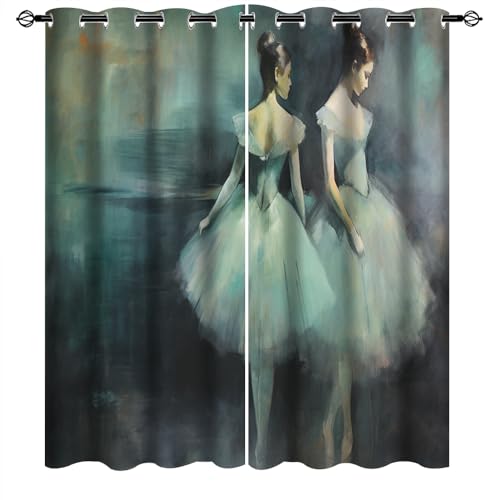 AEMYSKA Lot de 2 rideaux occultants à isolation thermique avec œillets, motif danseuse de ballet abstraite, pour chambre à coucher, chambre à coucher,...