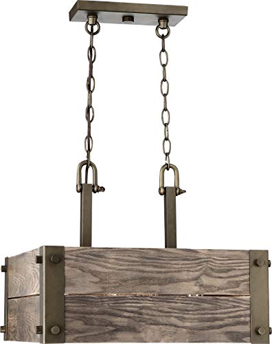 Image of Nuvo 60 /6422 Winchester 4-Light Square Pendant, Bronze & Aged-Wood Finish