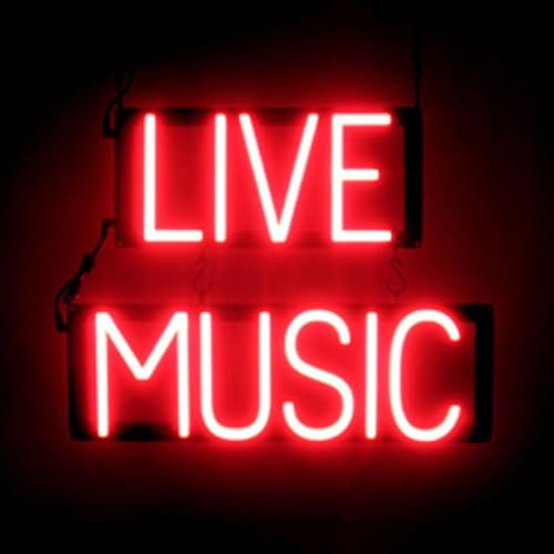 Image of SpellBrite LED Neon LIVE MUSIC Sign for Business - Red, 19 inch x 15 inch | Ultra-Bright Click-Together Signage for Bars & Restaurants, with Visibility from 500 ft - 8 Animations, 6 Brightness Levels