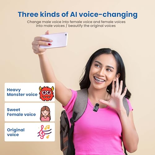 Image of MAK Dual Wireless Mic for YouTube, 2-Voice Changer Feature, Active Noise Cancellation, with Charging Case, Plug and Play, 30-Meter Range, for Recording, BIS Certified, Supports Type C Android & iOS