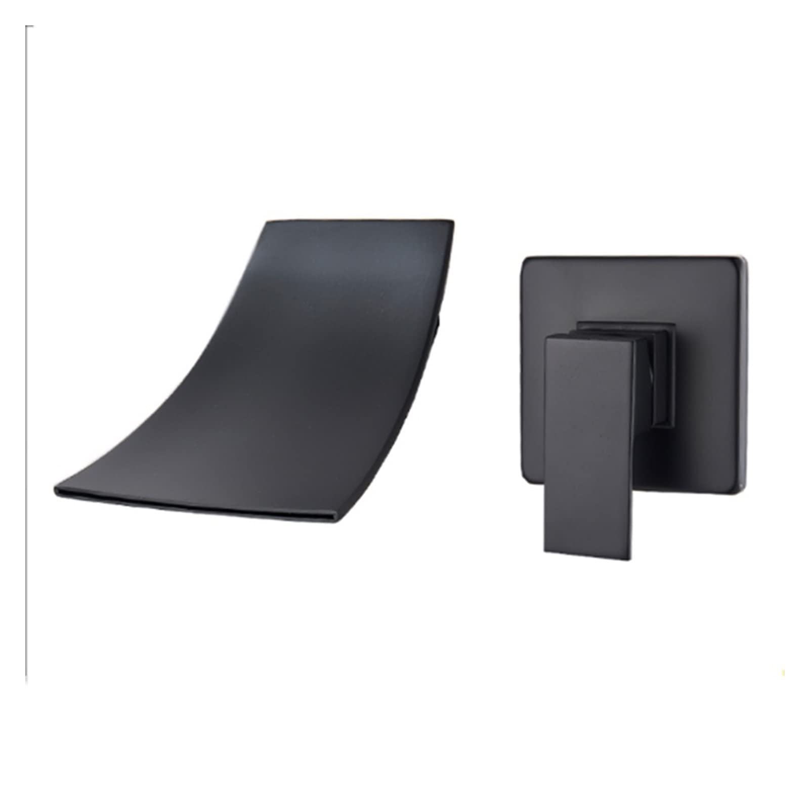 Two-piece Bathroom Basin Faucet Waterfall Gentle Effluent Basin Faucet Wall-Mounted Hot and Cold Water Faucet Easy to Install(Black A)