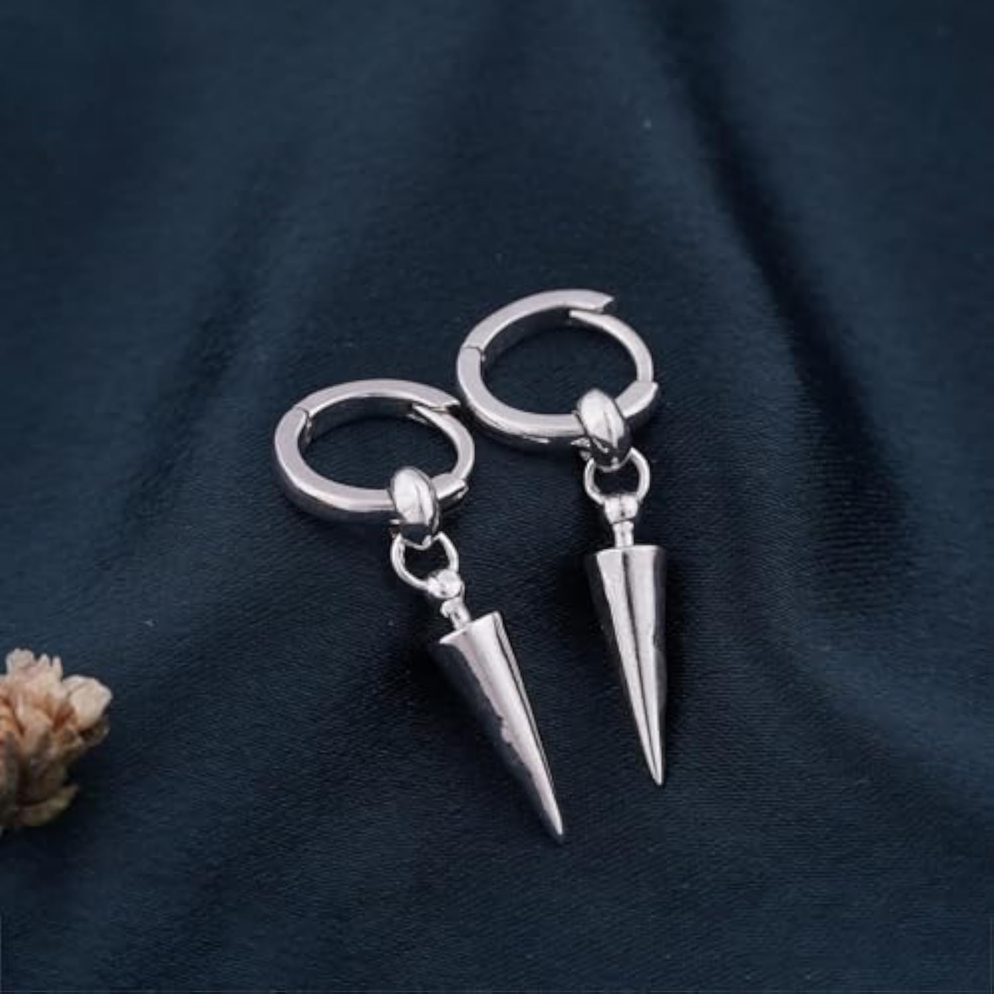 Women's 925 Sterling Silver Spike Hoop Earrings, Clip-On Style