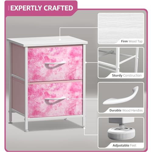 Sorbus 2-Drawer Kids Nightstand for Bedroom (Tie-Dye Pink) - image 3