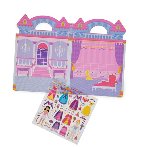 Image of Melissa & Doug Puffy Sticker Play Set - Princess, 67 Reusable Stickers with 2 Fold-Out Scenes, Restickable Fashion Activity Book, Mess Free Travel Toys for Kids Ages 4+, (Pack of 2)