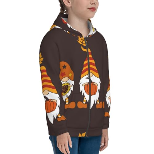Fall Gnomes Kids Pullover Hoodies Boys Zip Up Sweatshirts Girls Athletic Clothes with Pocket4