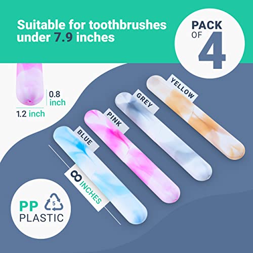 4 pack elite travel toothbrush case with drainage holes  portable breathable plastic toothbrush holders travel covers  ideal for camping trips amp daily use  assorted colors