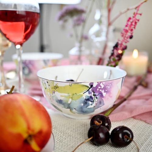 KOKEN-16-Piece-Dinnerware-Set-Service-for-4-fine-bone-china-with-design-Water-Flower-collection-Pink-Ideal-for-special-occasions-or-every-day